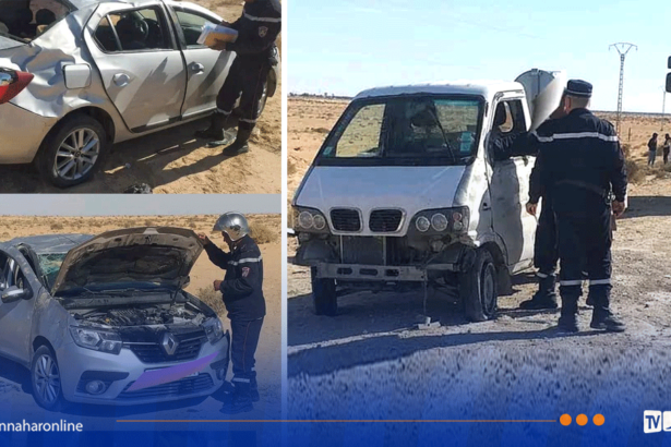 المغير.. 5 جرحى في اصطدام بين سيارتين 
