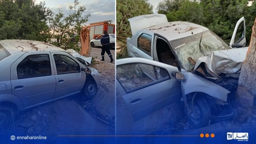 مستغانم.. قتيل وجريحان في انحراف سيارة واصطدامها بشجرة