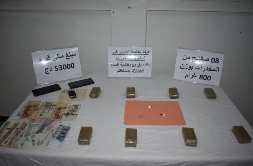 مستغانم: توقيف شخصين وحجز 8 صفائح من المخدرات وكمية من الكوكايين