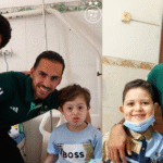 لاعبو المنتخب الوطني يرسمون البسمة على وجوه الأطفال المرضى