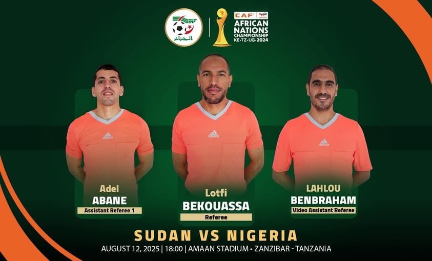 ثلاثي تحكيم جزائري لإدارة مباراة السودان ونيجيريا في “الشان”